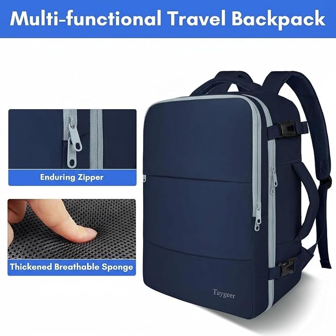 Taygeer Personal Item Backpack for Women, 35L Travel Backpack | Carry on bag with Laptop Compartment & Water Bottle Pocket, Lightweight Work Back pack for Weekend Business, Gifts, Ink Blue - Image 8