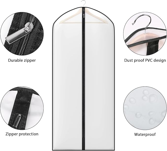 Zilink 54" Coat Bags for Storage Dust Proof Hanging Garment Bag for Closet Dress Cover for Closet Storage with Full Zipper for Fur Coat Leather Jacket Dress Closet Storage, Set of 10 - Image 4