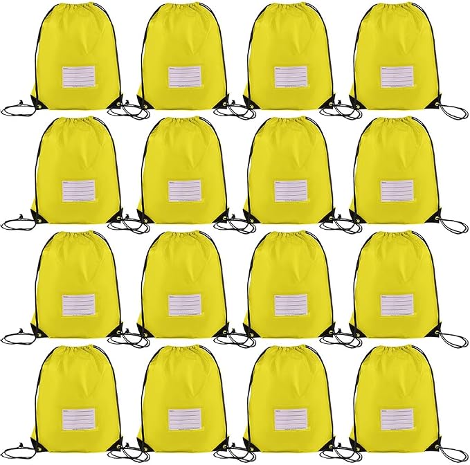 CODOBON 16 Pack Drawstring Bags,Bulk Draw String Backpack, DIY Gym Sports Cinch Bag Sackpack for Women Men, Yellow by CODOBON