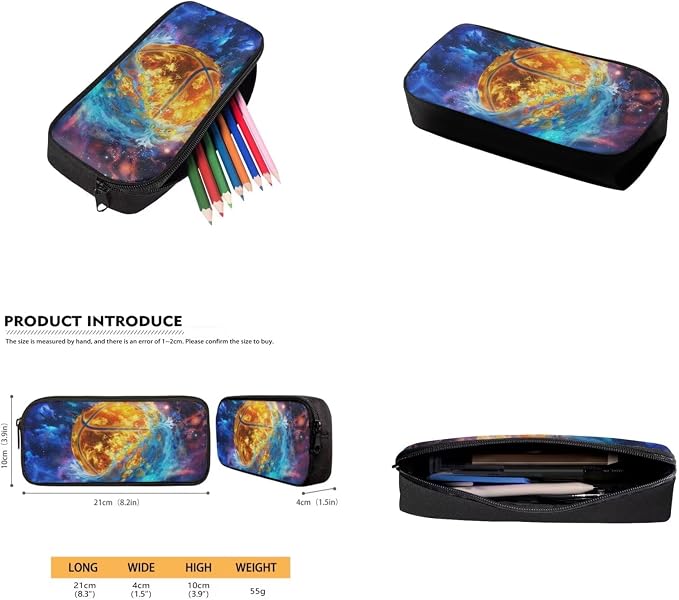 Galaxy Basketball Backpack for Boys Kids Backpack with Lunch Box Water Bottle Carrier with Strap and Pencil Case 4PCS Set Bookbag with Front Pocket for School Teens Sturdy School Bag for Girls - Image 5