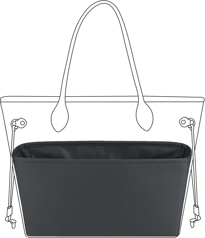 DGAZ Purse Organizer Insert Fits Neverfull-Mini/PM/MM/GM Bags，Silk Bag Organizer，Luxury Handbag & Tote Shaper（GM, Grismeyer） by DGAZ