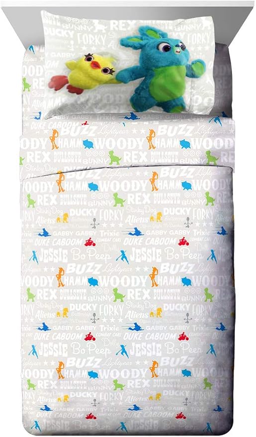Disney Pixar Toy Story Twin Comforter Set 5 Piece Kids Bedding, Gray | Woody Buzz Jessie, Comforter Sheets Sham Pillowcase, Official Brand, Soft Microfiber, Machine Washable, Kids Gift - Image 4