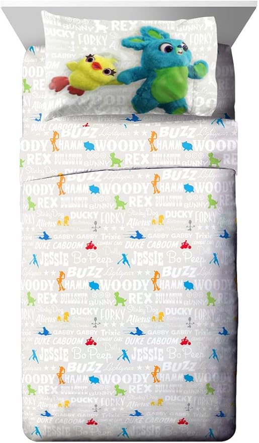 Jay Franco Disney Pixar Story 4 All The Toys Full Bed Set, Blue | Woody Buzz Jessie, Comforter Sheets Shams Pillowcases, Official Brand, Soft Microfiber, Machine Washable, Kids Gift - Image 4