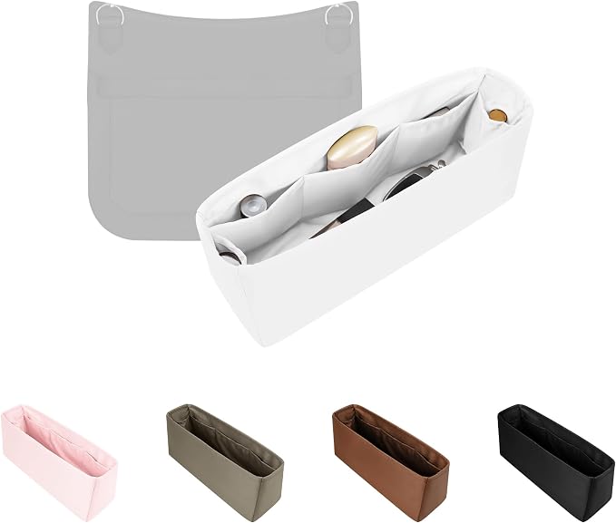 Purse Organizer Insert for Jypsiere 28, Lightweight & Soft Satin Bag Insert with Pockets for Women, Ideal for Travel, Shopping, and Daily Use, Multicolor Options(Blanc, J-28) by KINGSINBAG