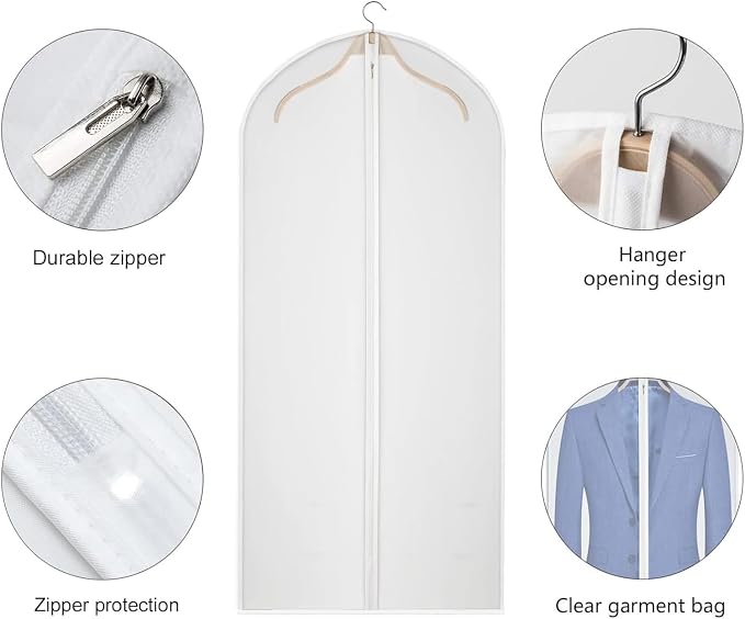 Clear Garment Bags for Closet Storage Suit Bag Set of 8 Hanging Clothes Cover Dress Bag Dust-Proof with Zipper for Suit, Coat, Long Dresses Clothes Storage 24” x50” - Image 5
