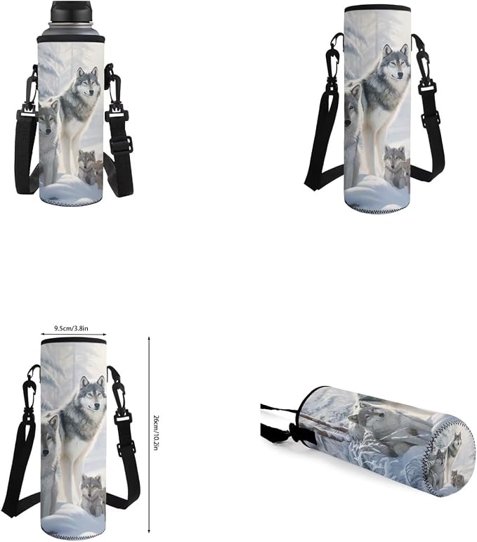 Wolf Backpack for Girls Boys Backpack with Lunch Box Water Bottle Bag and Soft Pencil Case 4PCS Set Bookbag with Front Pocket for School Teens 17 inch Large Capacity School Bag for Kids - Image 6