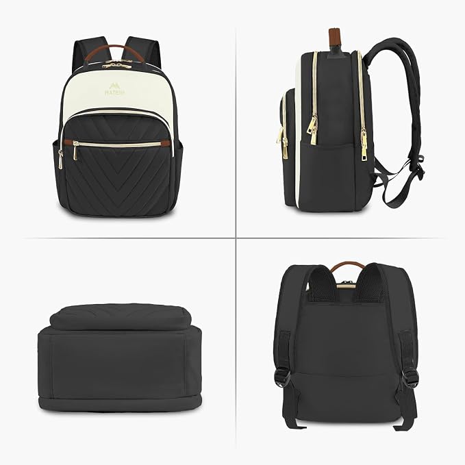 MATEIN Mini Backpack Purse for Women, Small Daypack, 2pcs Sets, Black-Beige | Waterproof Fashion Cute Backpack, Casual Daily Shoulder Bag Handbags, Ladies Girls Bookbag, for Travel Work School College - Image 8