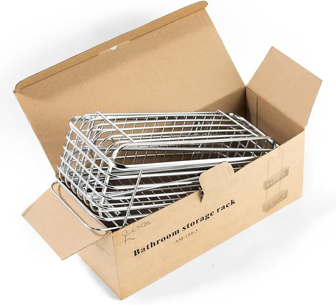 YQh Stainless steel double-layer shower rack, shower room hanging bathroom organizer, storage rack installed on the hanging bar or door, can store shampoo, hair conditioner, shower gel - Image 2