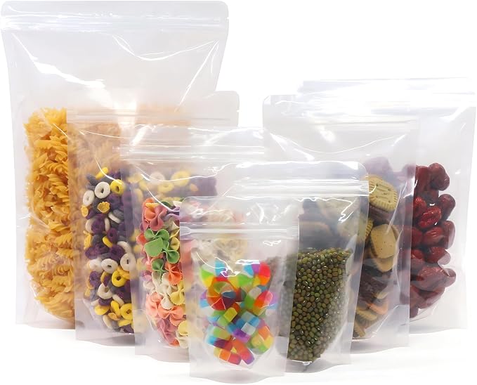 SumDirect Clear Zipper Resealable Stand Up Drink Bags Pouches,Snack Packing Bags for Food Snack Tea and Drinking, 4.3x6.7 Inches,6.8oz,200ml,Pack of 100 by SumDirect