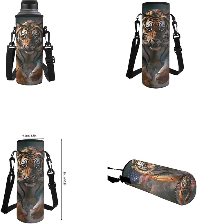 American Flag Tiger Backpack for Kids Boys Backpack with Lunch Box Water Bottle Holder and Soft Pencil Pouch 4PCS Set Lightweight Bookbag with Front Pocket 17 inch Large Capacity School Bag - Image 6
