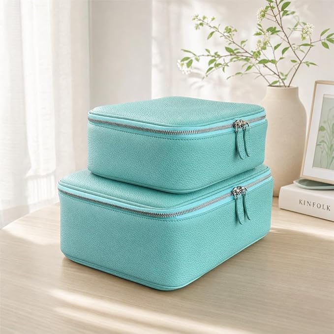 Luxury Genuine Cowhide Leather Cosmetic Organizer Bag – Large Capacity Makeup & Toiletry Travel Case with Compartment, Brush Holder for Women and Men - Image 3