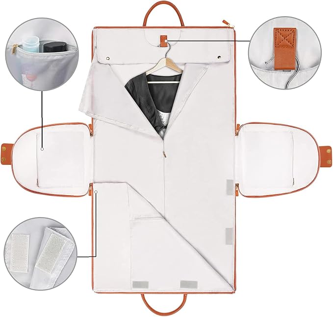 Ytonet Garment Bags for Travel, Convertible Carry on Garment Bag Large Duffle Bags for Women, 2 in 1 Hanging Suitcase Suit Water Resistant Duffel Travel Bags with Shoe Pouch, Beige - Image 3