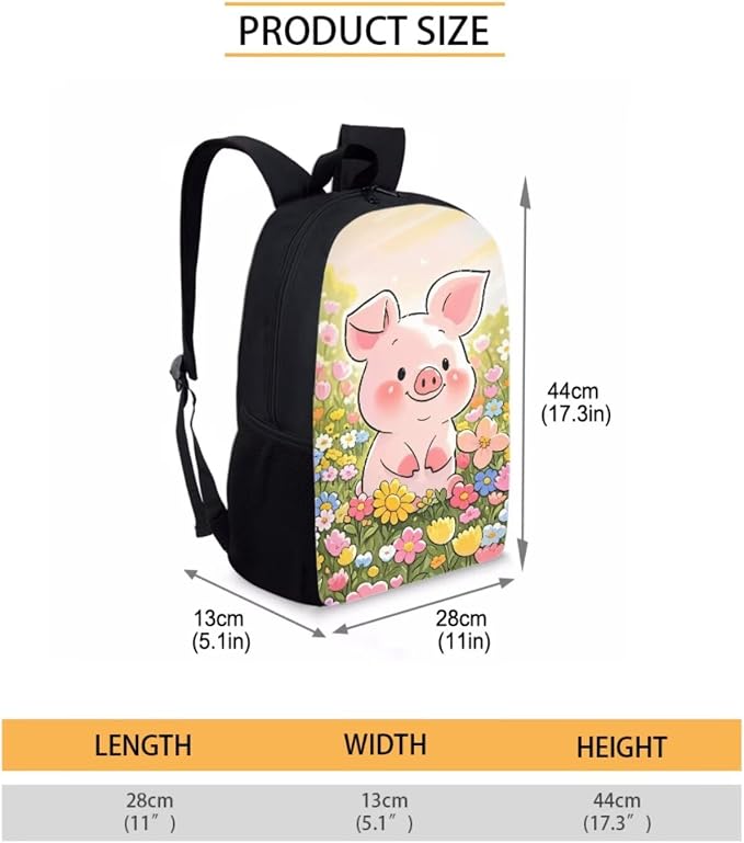 Forchrinse Kids Backpacks for Girls 3Pcs Pig Backpack Set with Lunch Box Pencil Case Kids 17 Inch Bookbag for Kindergarten/Elementary/Preschool - Image 2