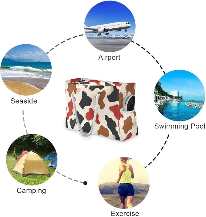 senya Large Beach Bags Totes Swim Canvas Tote Shoulder Bag Water Resistant Bags for Gym Travel Daily - Image 4
