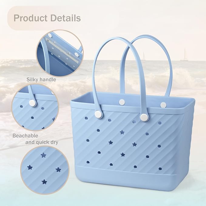 Rubber Tote Bag Extra Large & Medium, Waterproof Beach Bag for Women Men, Pool Travel Swim Silicone Tote - Image 6