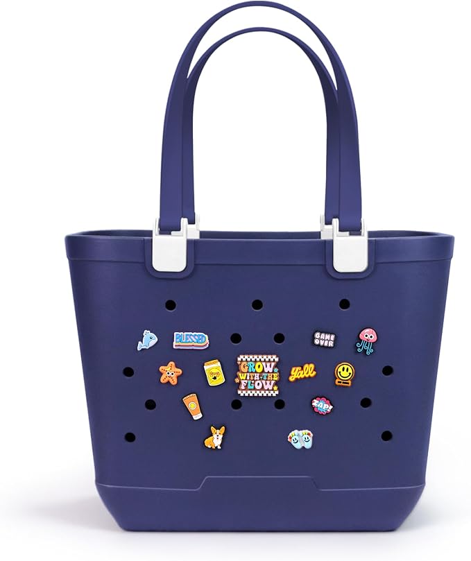 X-Large Rubber Beach Tote Bag, 18.9 "L x 9.4 "W x 13.8 "H Waterproof EVA Beach Totes with Zipper Pocket - Image 6