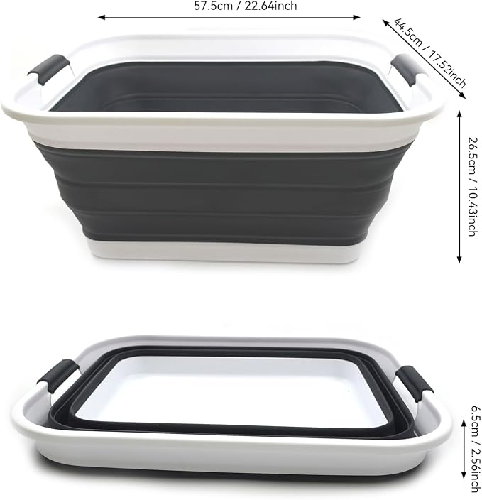 SAMMART 42L(11 gallon) Collapsible Plastic Laundry Basket-Foldable Pop Up Storage Container-Portable Washing Tub-Space Saving Basket,Water capacity 34L(9 gallon) (1 Rectangular - strengthen, Black) - Image 4
