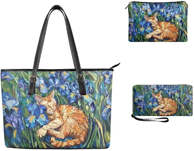 Women Purse Handbags Wallet Sets Leather Shoulder Tote Bag for Women,Top Handle Purse with Wrist Wallet Bag - Image 3