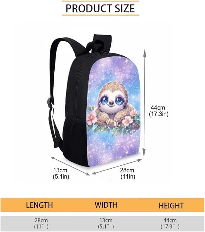 Forchrinse Cute Sloth Backpack for Girls 4-6 6-8 10-12 Kids School Bag with Lunch Box Pencil Case Elementary Preschool Kindergartener Middle School Bookbag Daypack - Image 3