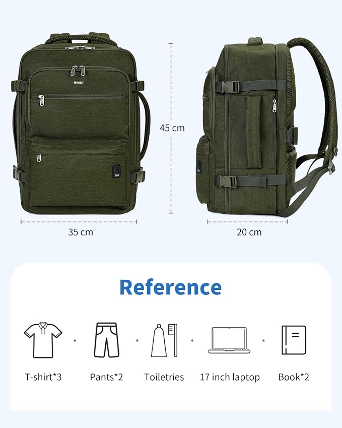 WANDF Travel Backpack For Spirit Airlines Personal Item Bag 18x14x8 with Wet Pocket, 17 Inch Laptop Backpack for Men Women | Frontier Airline Underseat Fit, Fits 17" Laptop, 180°Opening, Travel Backpack - Image 8