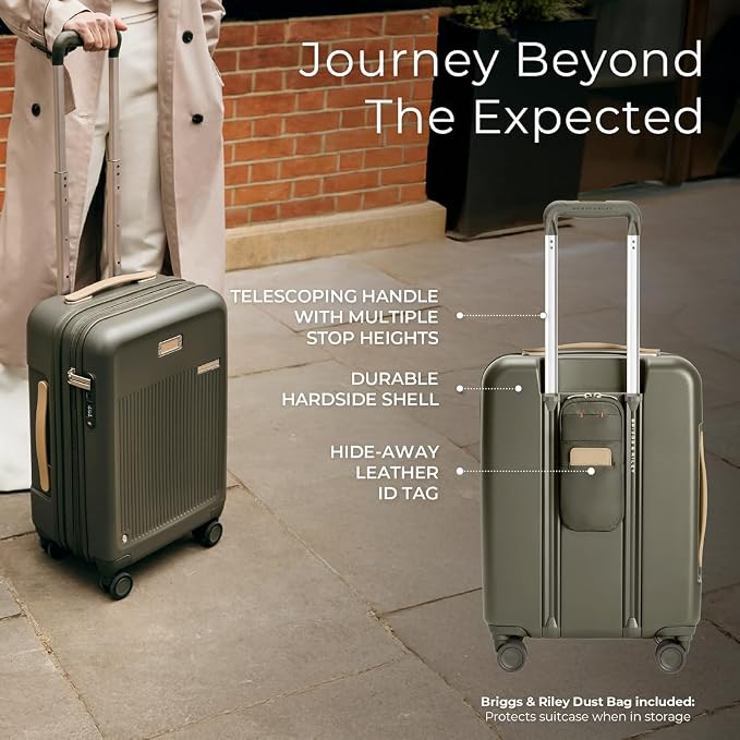 Briggs & Riley 21" Global Carry On Expandable Spinner - Luggage for Travel, Suitcases with Wheels, Hardside Rolling Bag for Men & Women, Self-Repairing Zipper - Sympatico Collection, Olive - Image 6