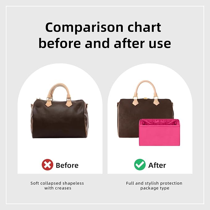 DGAZ Silk Purse Organizer Insert Fits LV Speedy 16/20/25/30/35/40/45 bags，Silky Smooth Bag Organizer，Luxury Handbag & Tote Shaper(Rose pourpre,SP30) - Image 4
