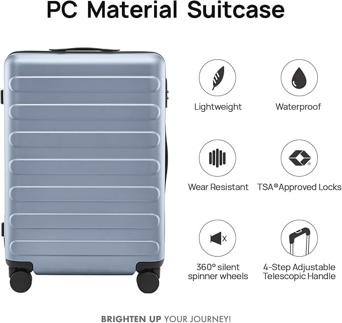 NINETYGO Medium Checked Luggage 24 Inch, Checking In Luggage with Smooth Spinner Wheels, Lightweight, Hard Shell PC Suitcase, Lightweight Travel Luggage, TSA Approved (Shadow, Rhine Basic) - Image 2