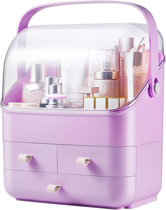 Large Makeup Organizer w Drawers Beauty Organizer Makeup Box Holder Vanity Organization Desk Countertop MakeUp Organizers Bathroom Counter Organizer Skincare Cosmetic Case Stand Dustproof Lid Gift by SUNFICON