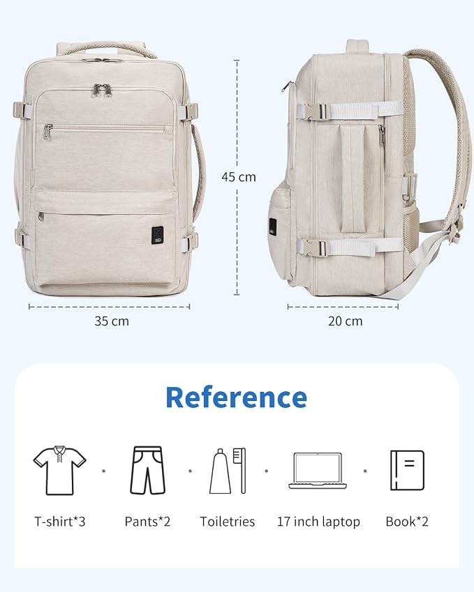 WANDF Travel Backpack For Spirit Airlines Personal Item Bag 18x14x8 with Wet Pocket, 17 Inch Laptop Backpack for Men Women | Frontier Airline Underseat Fit, Fits 17" Laptop, 180°Opening, Travel Backpack - Image 8