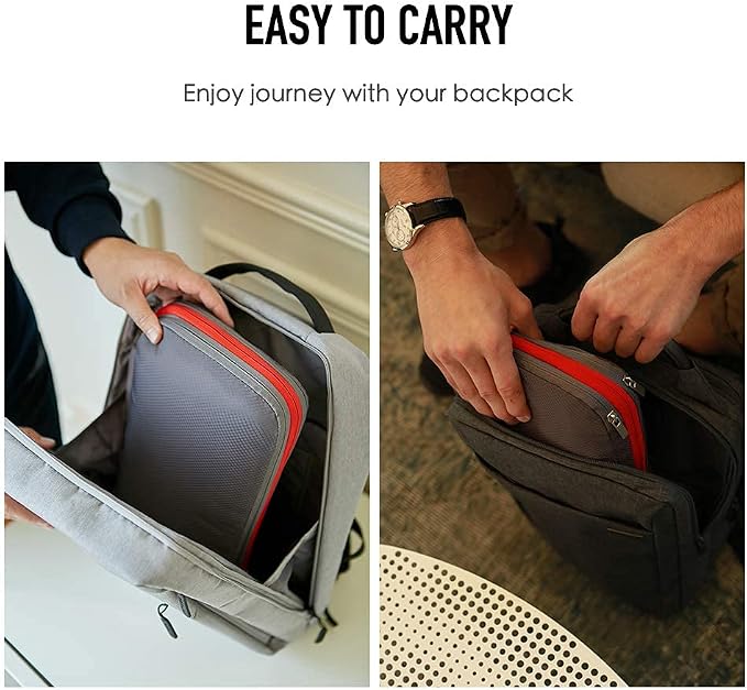 BeeNesting Compression Packing Cubes 2 Set for Travel Suitcase Organizer Accessories with Shoes Bag (M+L 9L/15L, BlackRed) - Image 8