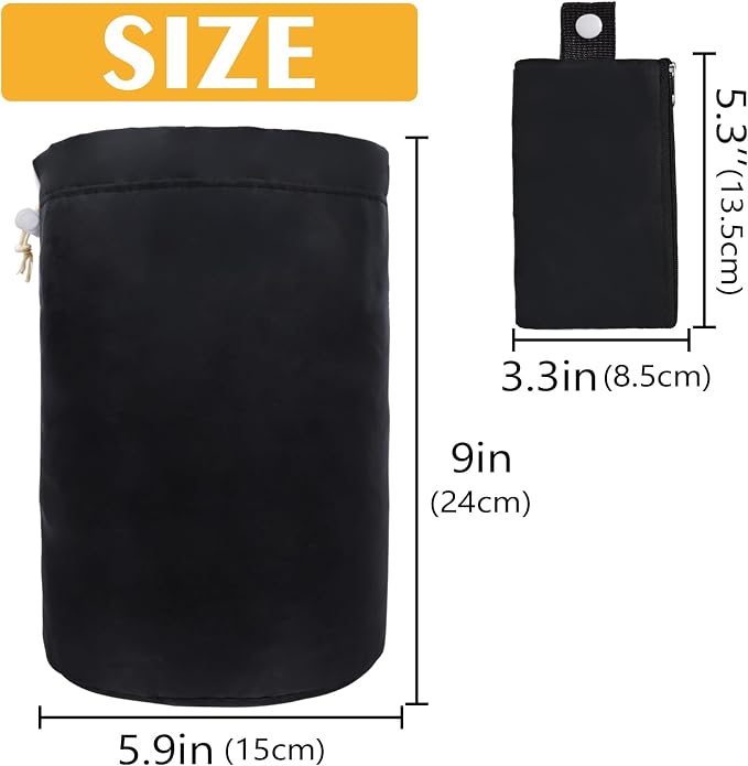 INVODA Drawstring Makeup Bag for Women Cosmetic Bag Large Travel Make up Bags Portable Barrel Toiletry Bag Toiletries Pouch Travel Cosmetic Organizer (Black) - Image 2