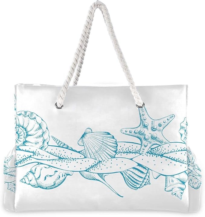 senya Large Beach Shoulder Bags Canvas Tote Water Resistant for Gym Travel Daily - Image 4