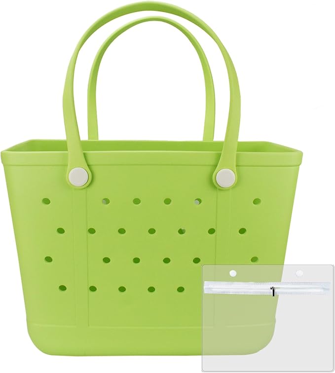 Extra Large Rubber Beach Bag Tote Bag for Women Waterproof Bag | Waterproof EVA Beach Tote with Zipper Pocket & Non-Slip Bottom | Sturdy Tote for Beach Pool Boat Groceries & Travel by UeKeKicg