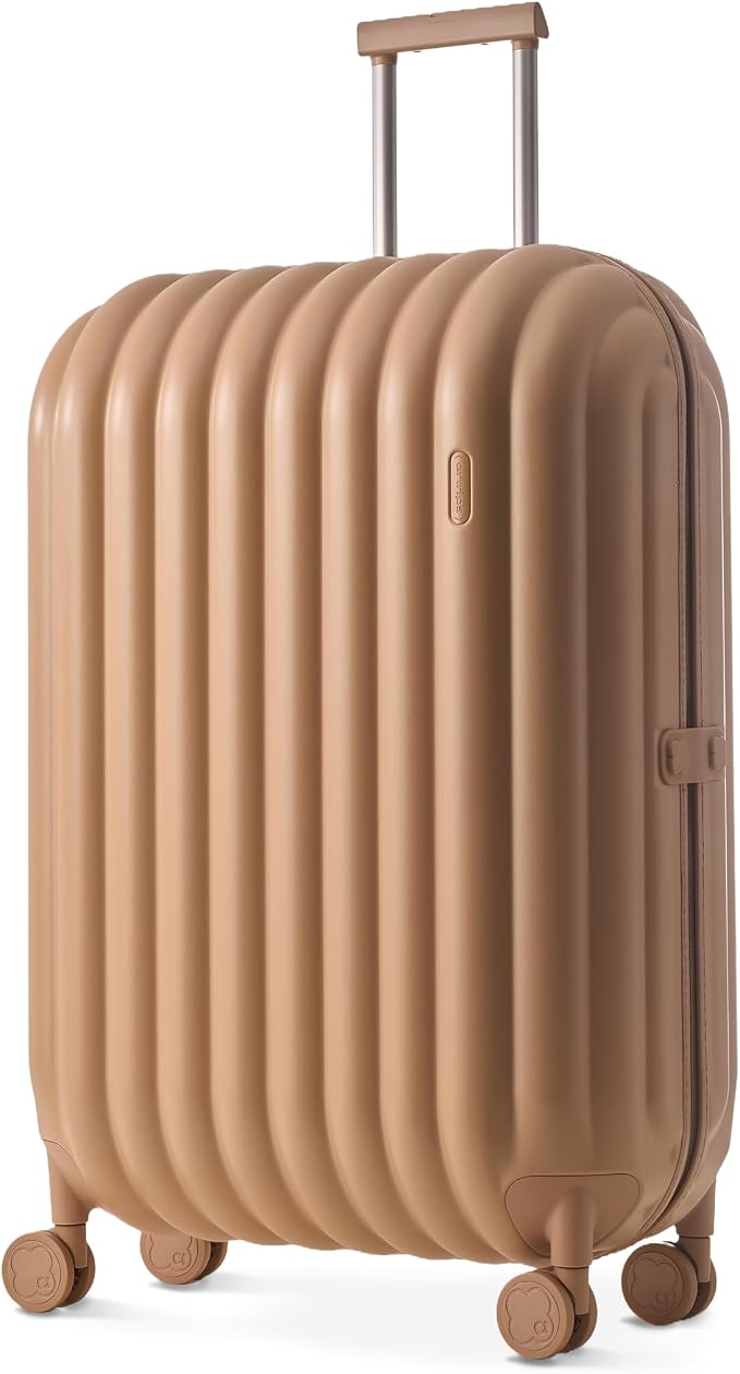 artrips Large Checked Luggage 28 Inch, Hard Shell Suitcase with Spinner Wheels, Large Travel Suitcase for Long Trips and Family Travel, Brown by artrips