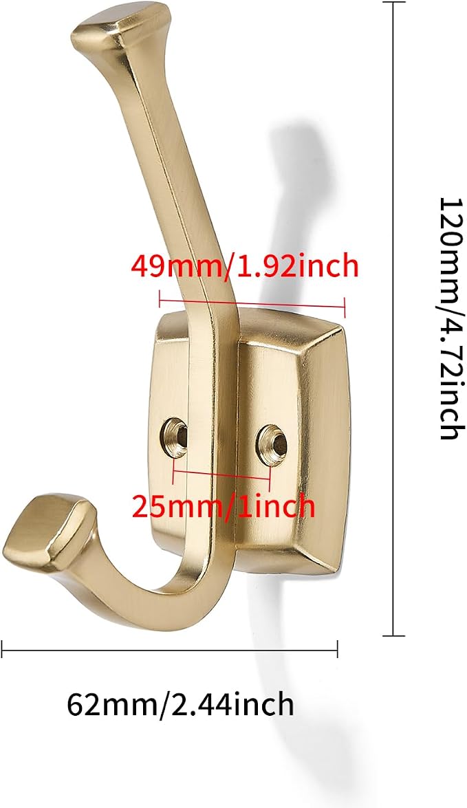 khtumeware 3 Pack 4.7 inch Champagne Bronze Coat Hooks Wall-Mounted Hooks | Applicable to hanging,Towel,robe,bathroom,bag,clothes,entryway Zinc Alloy bathroom hooks - Image 2