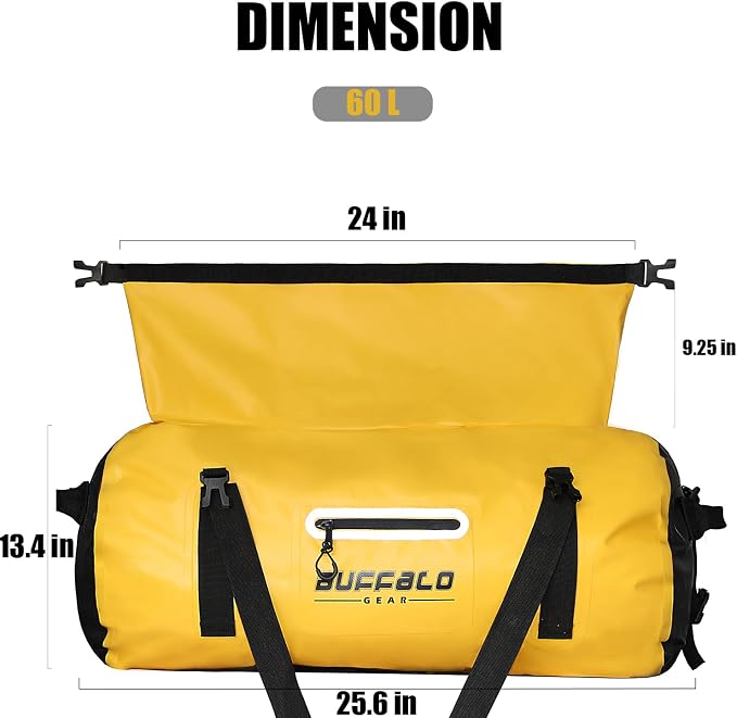 Buffalo Gear Waterproof Duffle Bag 40L 60L 80L Roll-top Dry Bag Heavy Duty Waterproof Duffel Travel Bag for Kayaking Rafting Boating Fishing Camping - Image 7