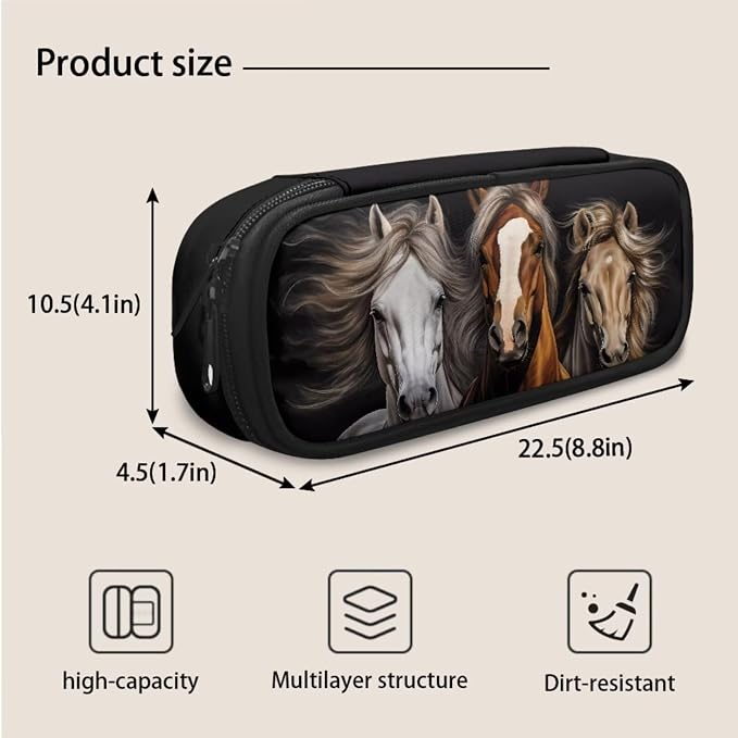 Horse Boys Backpack 8-12 Teenage Boys Girls Schoolbag Set with Lunch Box and Pencil Case Book Bags for Middle School 17 Inch Laptop Bag, 3Pcs - Image 7