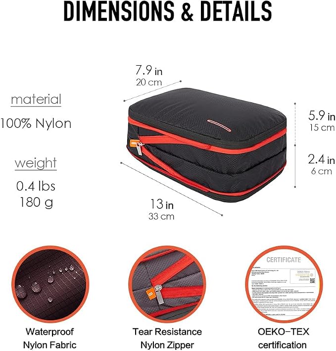 Bee Nesting BeeNesting Waterproof Compression Packing Cubes 5/6/8 sets, Large Travel Packing organizers for Carry on Luggage, 2 Sides Expandable Storage Bags - Image 5