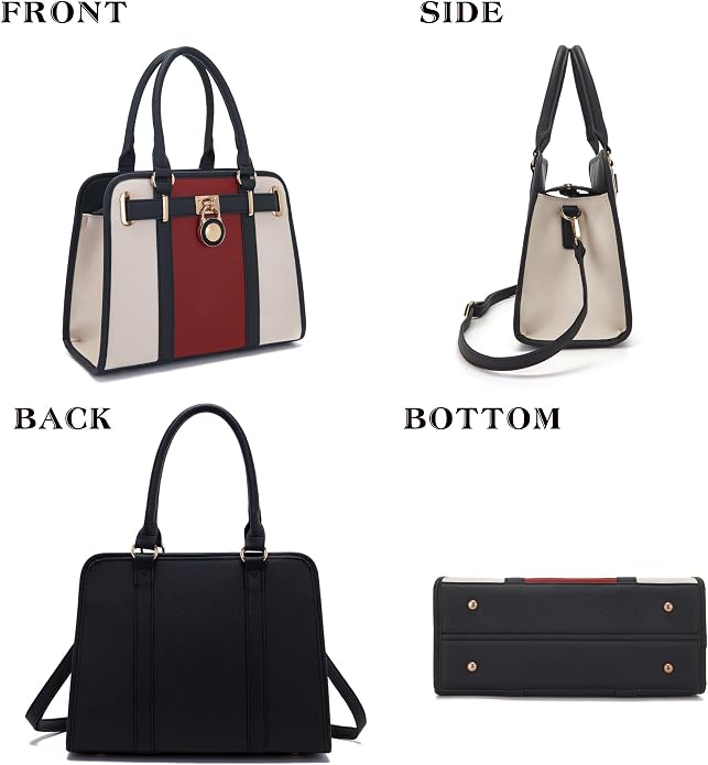 Qiyuer Structured Satchel Tote Handbags Set Women Purses with RFID Wallet | Premium, Sturdy, Spacious, Chic for Daily & Work, Vegan PU Leather, Multi-way Carry, Large Capacity RFID Wallet, Ideal Gift - Image 2