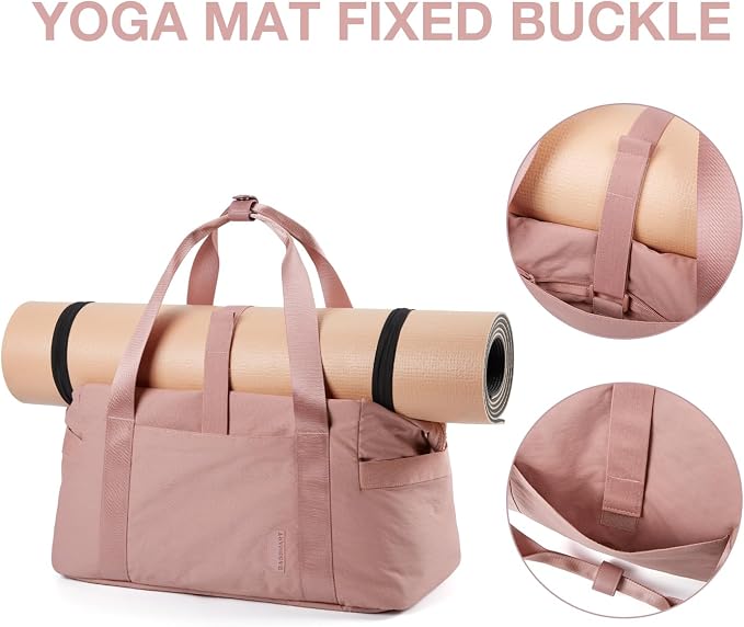 BAGSMART Gym Bag for Women, Carry on Weekender Overnight Bag, Travel Duffel Bags with Trolley Sleeve, Personal Item Travel Bag Tote Bag Workout Dance Bag, Dark Pink - Image 3