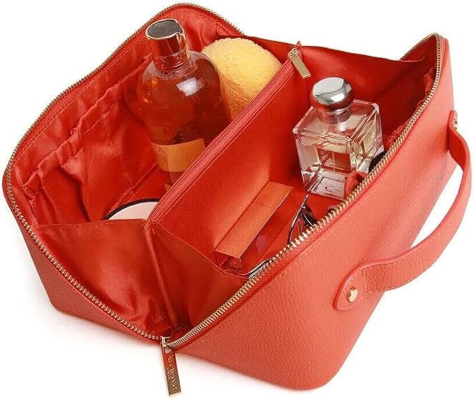 Luxury Beauty Case by Alice Wheeler London Train Case Vanity Toiletry Bag Make-Up Case for Ladies 3 Different Sizes !, Orange, M, Cosmetic Bag - Image 4
