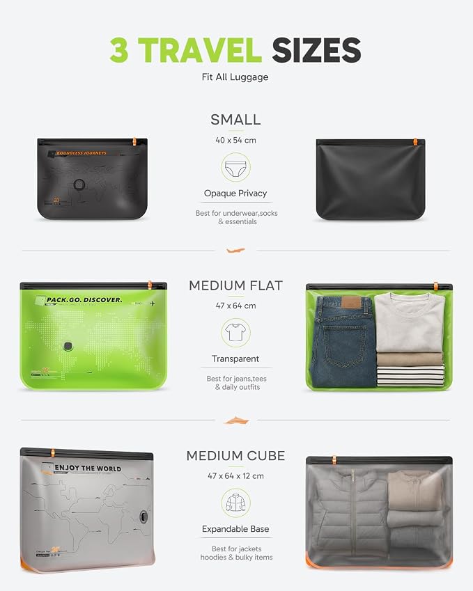 Vacbird 20 Pack Vacuum Storage Bags for Travel with Hand Pump, Reusable Double Zip Seal Waterproof Compression Bags for Luggage Clothes - Image 7