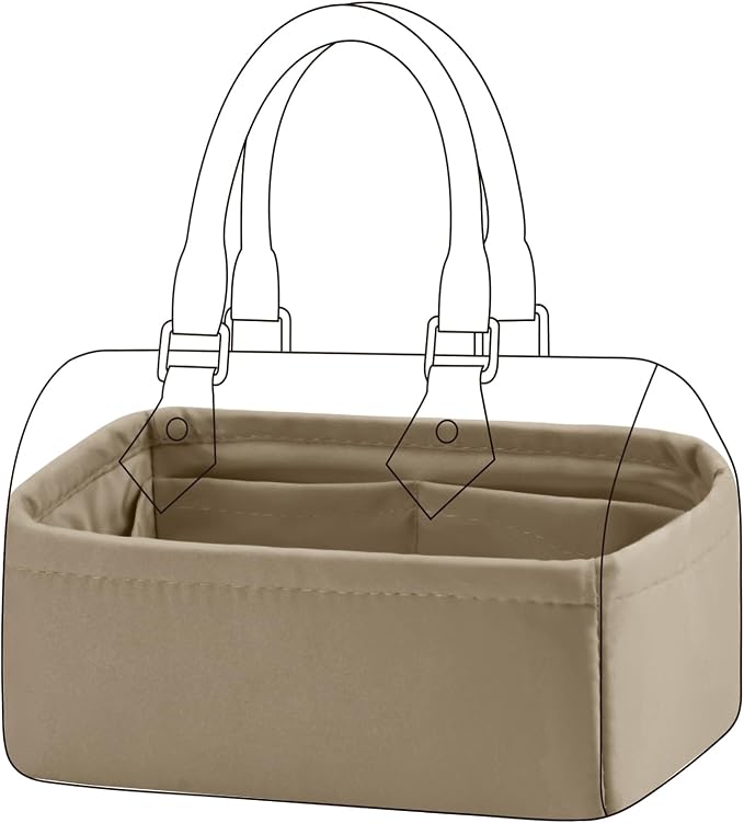 DGAZ Silk Purse Organizer Insert Fits LV Speedy 16/20/25/30/35/45 bags，Silky Smooth Bag Organizer，Luxury Handbag & Tote Shaper（Etoupe grey，SP16） by DGAZ