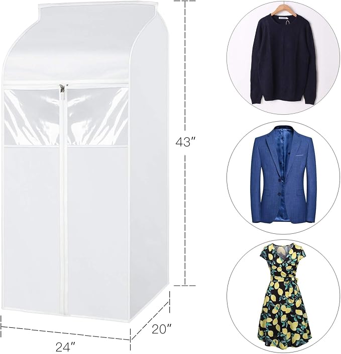 Zilink Hanging Clothes Bag Organizer 43 inch-2 Pack Large Garment Bags Suit Bag for Storage Hanging Clothes Cover for Suit Coats Dress Closet Storage (Hanger Not Included) - Image 6