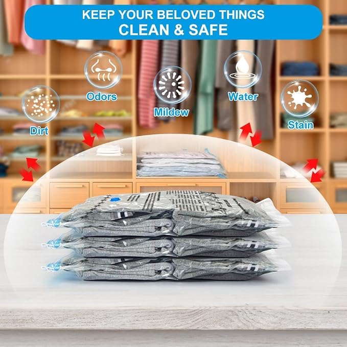 BoxLegend Vacuum Storage Bags with Large Hand Pump 15 Combo (1X-Jumbo, 2 Jumbo, 5 Large, 5 Medium, 2 Small) Thickened Vacuum Seal Bags for Clothing Pillow Comforters Bedding,1 Large Pump - Image 5
