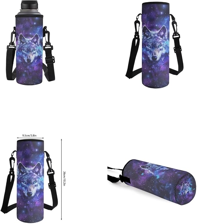 Galaxy Wolf Backpack for Girls Kids Backpack with Lunch Box Water Bottle Holder and Aesthetic Pencil Case 4PCS Set Bookbag with Front Pocket for School 17" Sturdy School Bag with Side Pocket - Image 6