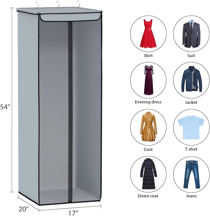 Univivi Garment Bags for Hanging Clothes, Large Clothes Storage Bags Closet Organizer with Clear Window, Premium Hanging Garment Storage Bag for Suits, Coats, Dresses, 54" - Image 5