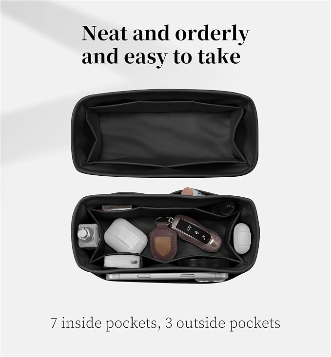 Satin Purse Organizer for Birkin 40, Black | Custom Fit, Multiple Pockets, Lightweight Purse Essentials, Ideal for Travel, Shopping, and Daily Use - Image 7