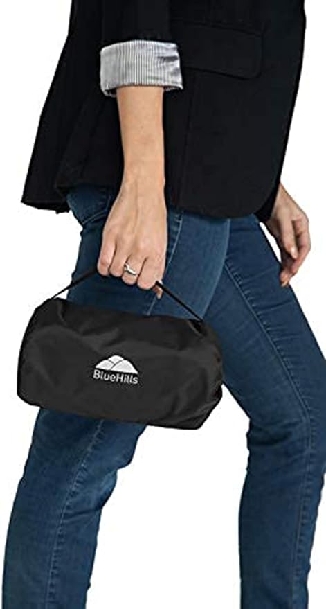 BlueHills Ultra Compact Travel Blanket Pillow Airplane Warm Portable Black | Portable Bag/Case, Hand Luggage Belt & Carabiner, Compact Carry Pouch, Large Size Blanket for Airplane, 70 X 56 Long Flights - Image 7