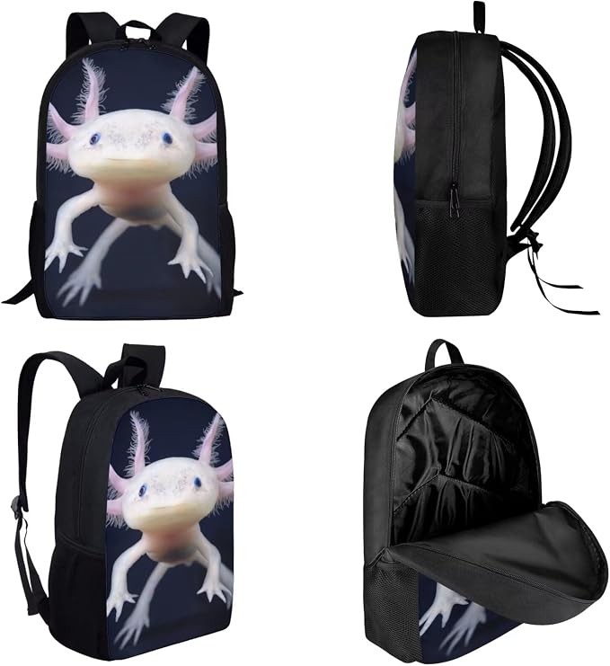 Girls Boys School Backpack with Lunch Box Pencil Case Comfy Padded Lightweight Axolotl Backpack Set Kids Cute Bookbag Insulated Lunch Bag Student Large Capacity Daypack 17 Inch - Image 3